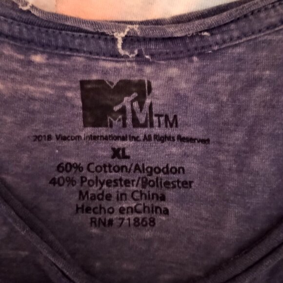 MTV Checker Board Blue Tshirt, XL, New - Picture 3 of 3